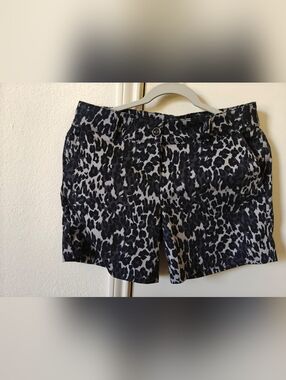 Gray and Black Leopard Print Shorts